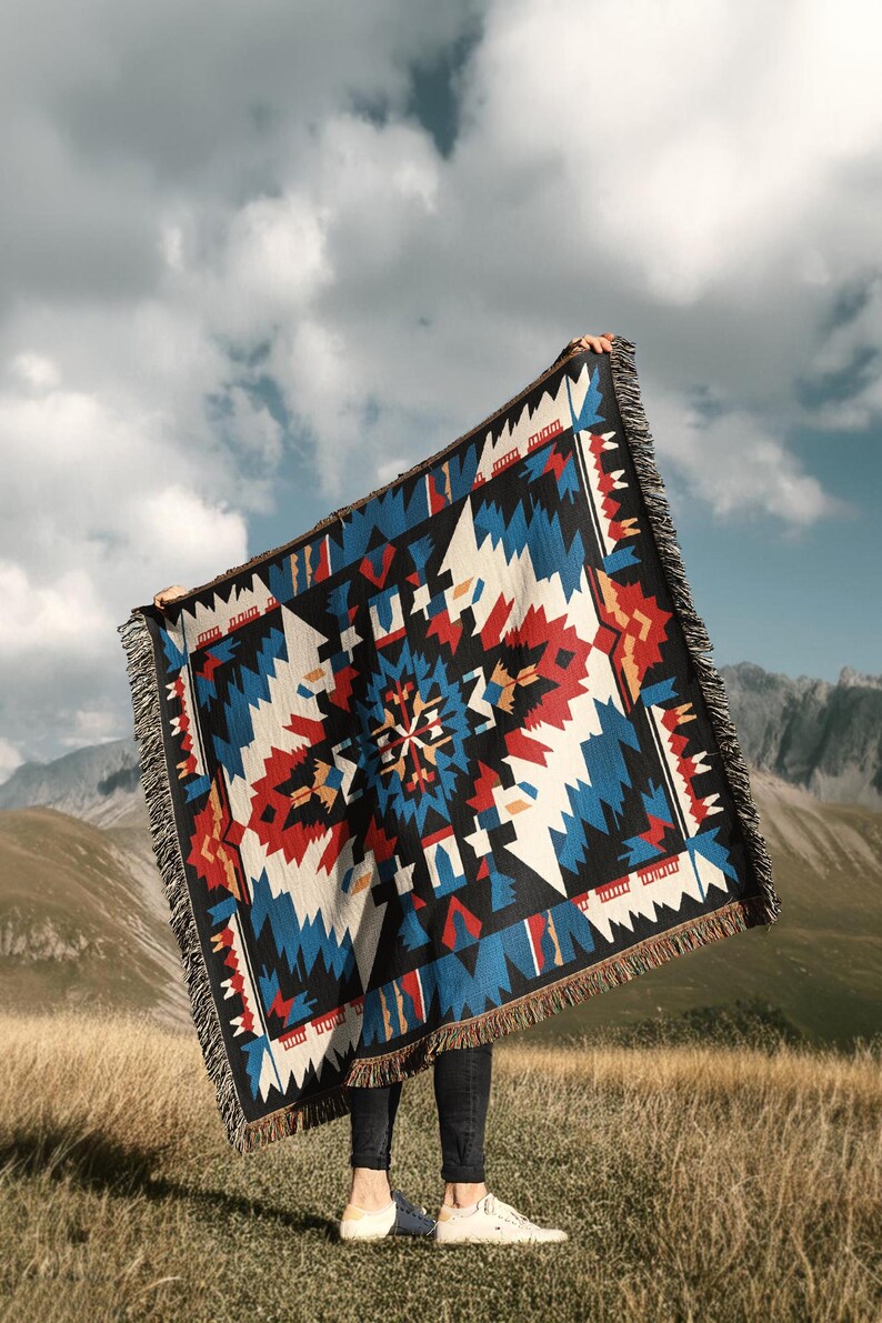 Native American Throw Blanket Tapestry Indigenous Woven Rug Ethnic Wall