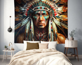 Native American Indian Chief Wall Tapestry Indigenous Wall Hanging Art Decor for Living Room Bedroom Dorm Home Gift Etsy Australia