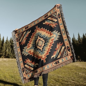Westlicher Azteken Teppich Decke Gewebte Wandbehang Dekor Sofa Bettbezug - Geschenk aus 100% Baumwolle