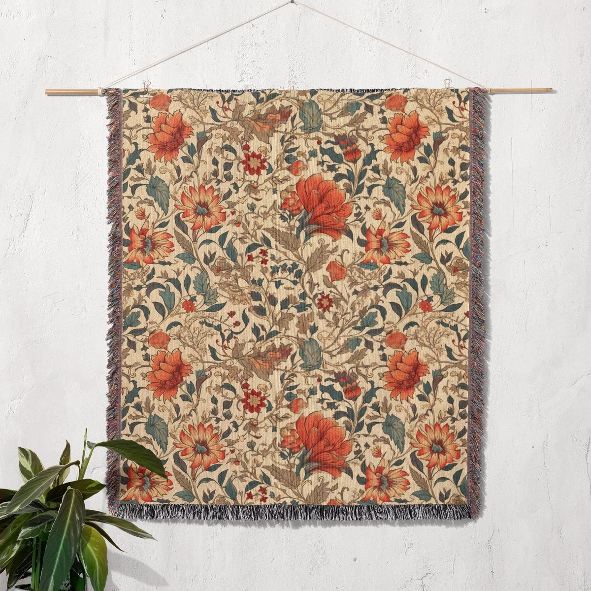 Floral Cottagecore Flowers Throw Blanket