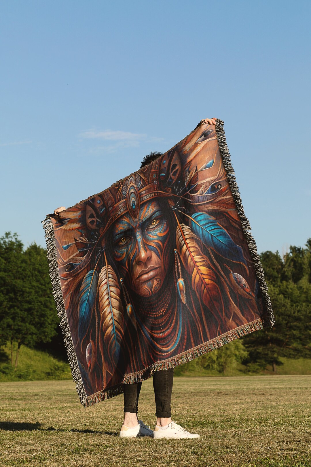 Native Natural Throw Native American Goddess Woven Throw Blanket Indigenous - Etsy