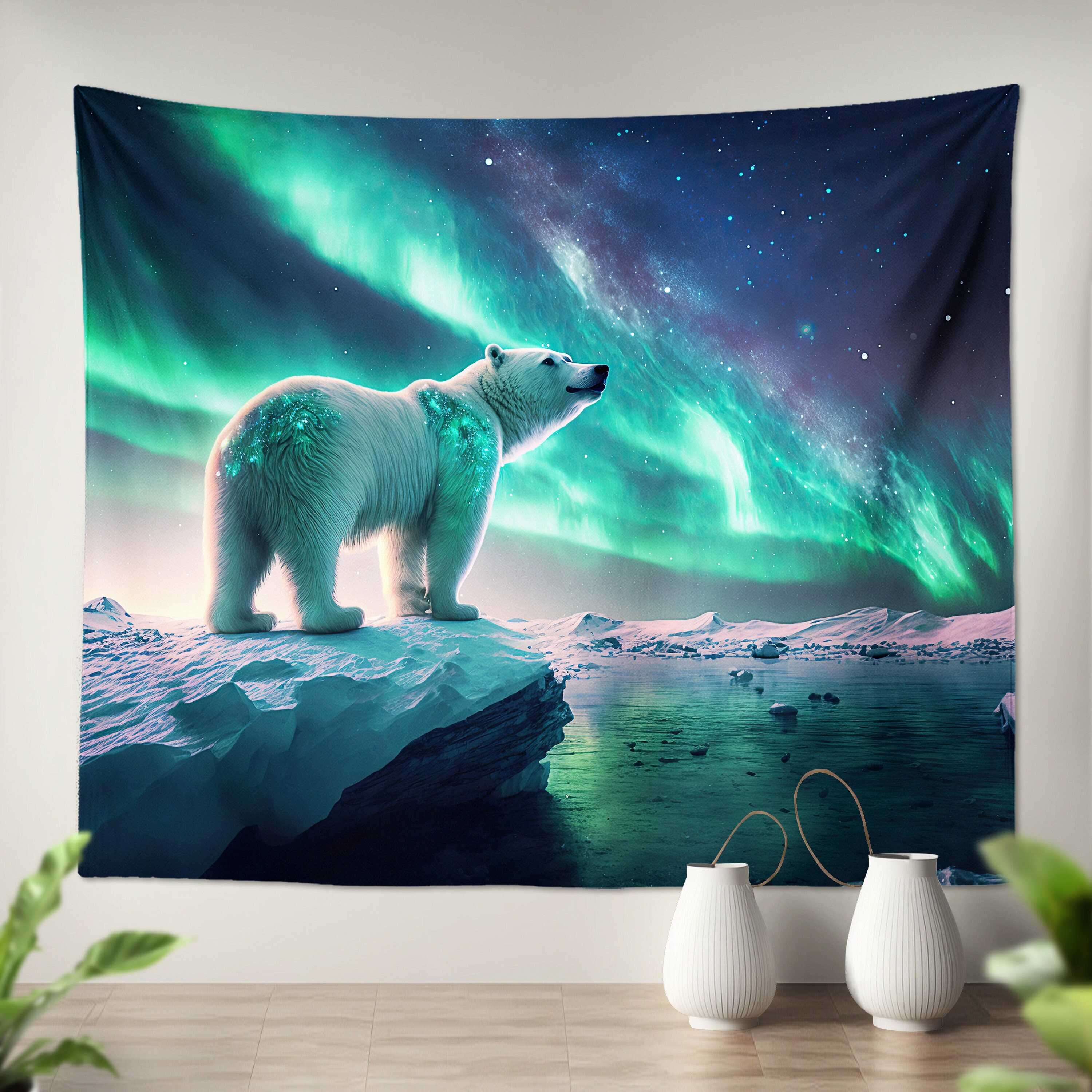 Winter Polar Bear Tapestry Northern Lights Wall Hanging Art for Living Kids Bedroom Snowy Kids Room Decor Gift Etsy