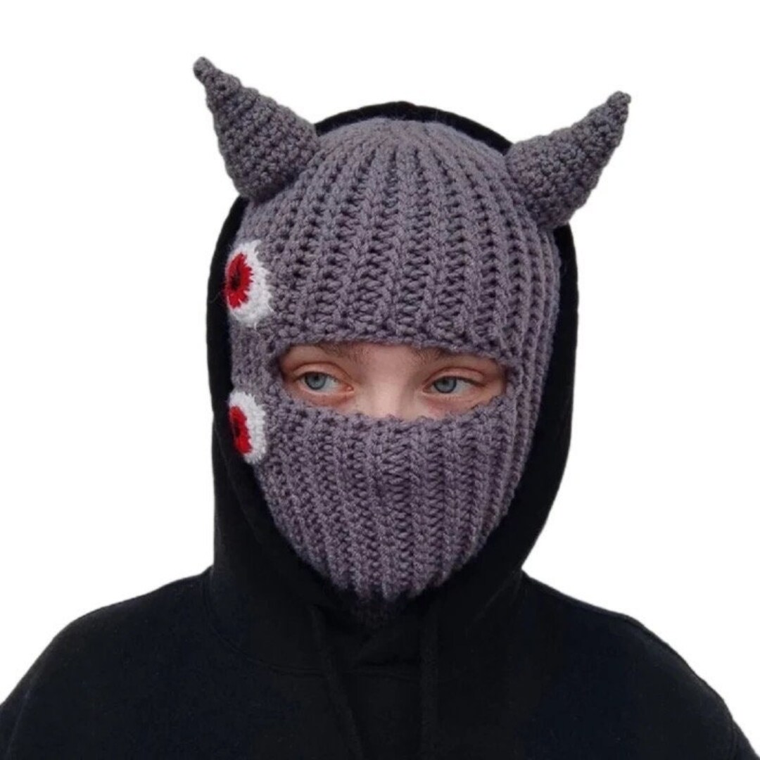 White Balaclava Demon COSPLAY Tactical Gear Wool Mask Etsy