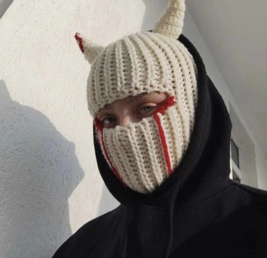 White Balaclava Demon Tactical Gear Wool Mask Balaclava Rap Etsy Canada