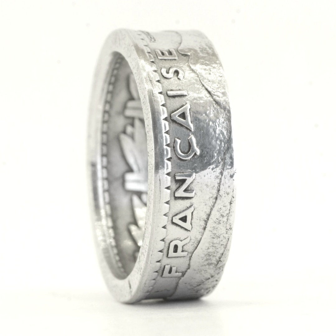 Bague Pièce De Monnaie 5 Francs Monaco En Argent - Neuf Avec étiquettes - Anneau Simple
