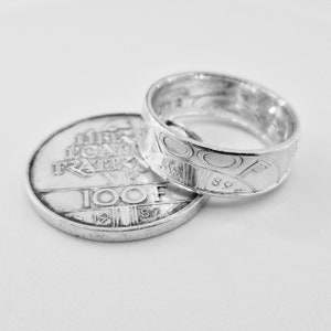 SILVER COIN RING, 100 franc silver ring, silver coin ring, 100 franc silver jewelry, men&#39;s ring, silver coin, jewelry, jewels