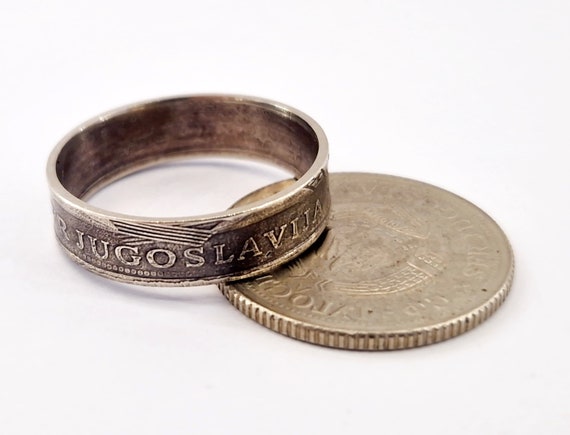 VINTAGE COIN RING, Coin Lover Ring, Franc Silver Ring, Aesthetic Handmade, Coin Ring, Coin Jewelry, jugoslavija, ring jugoslavija