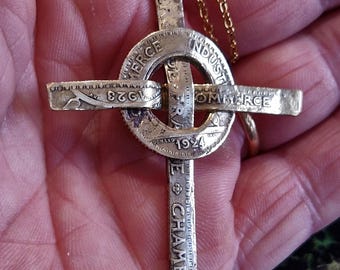 Templar Pendant, Recycle Coin Pendant, Celtic Cross Pendant, Medieval cross, Historical Cross Pendant, Templar cross, Gothic cross