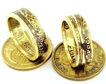 ANTIQUE RING, Ring forged with an old 1 franc Morlon coin from the 1930s: wear history at your fingertips