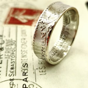 COIN RING, silver ring, coin ring silver, jewelry, 10 francs Turin silver, Recycle ring, silver ring, France ring, silver coin