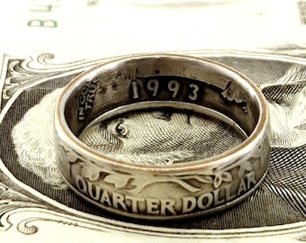 QUARTER DOLLAR, united states of america, coin ring, american coin, usa ring, american jewelry, recycled coin, dollar coin