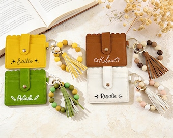 Personalized Teacher Card Holder, Gift for Teacher, Custom  ID Badge Holder, Slim Credit Card Case, Teacher Appreciation Gift,