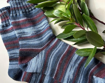 Ukrainian Striped woolen socks, hand knitted socks, original socks