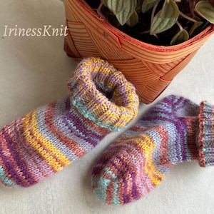 Hand Knit Merino Wool Baby Socks: 3-9 Month Size