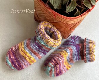 Hand Knit Merino Wool Baby Socks: 3-9 Month Size