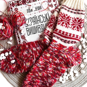 Ukrainian ornament socks, mid-length socks, hand knitted socks, original socks