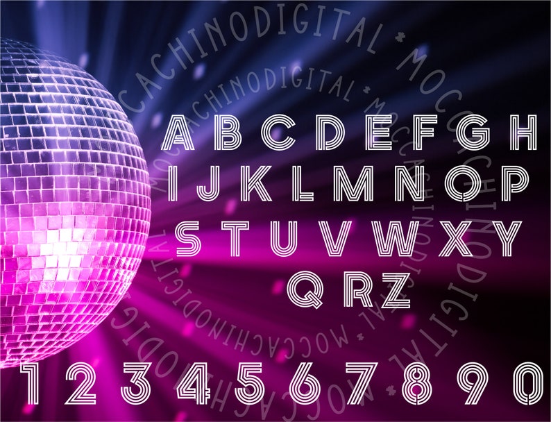 Disco Font and Numbers Modern Glowing Alphabetneon Trendy Etsy