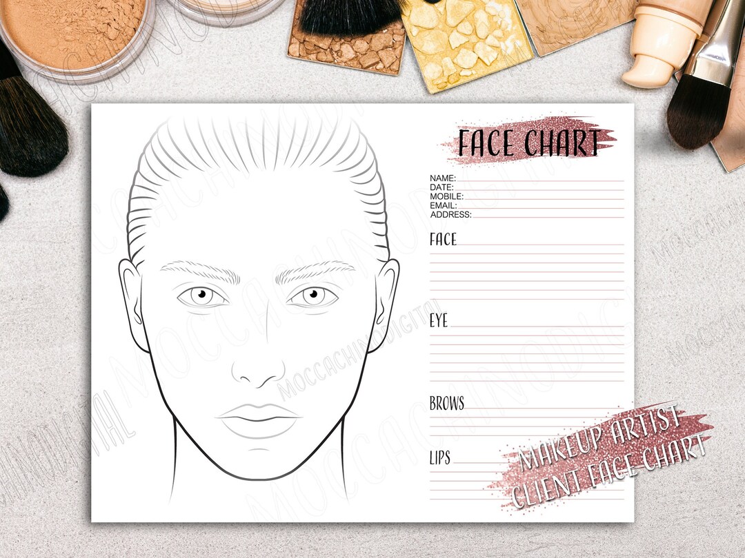 Face Chart for Makeup Practice,printable Make up Artist Practice Sheets ...