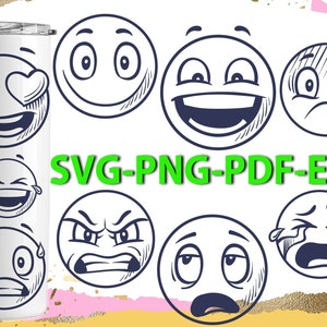 emoji faces expression funny smile happy angry mood sad set