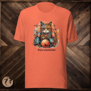 Purr-cussionist t-shirt, Cute Cat Drummer, funny cat shirt, cat lover shirt, cute cat shirt, Unisex t-shirt