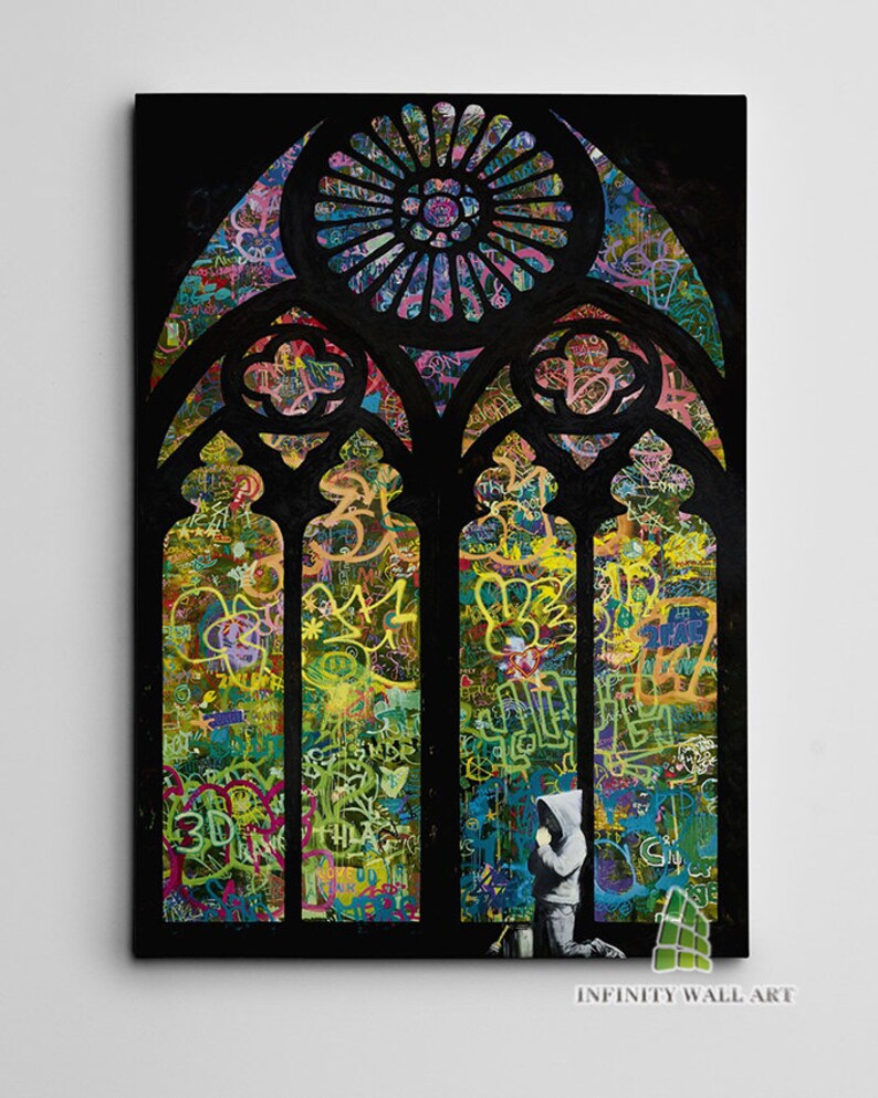 BANKSY EINSTEIN LOVE IS ANSWER - DEEP FRAMED CANVAS WALL ART GRAFFITI