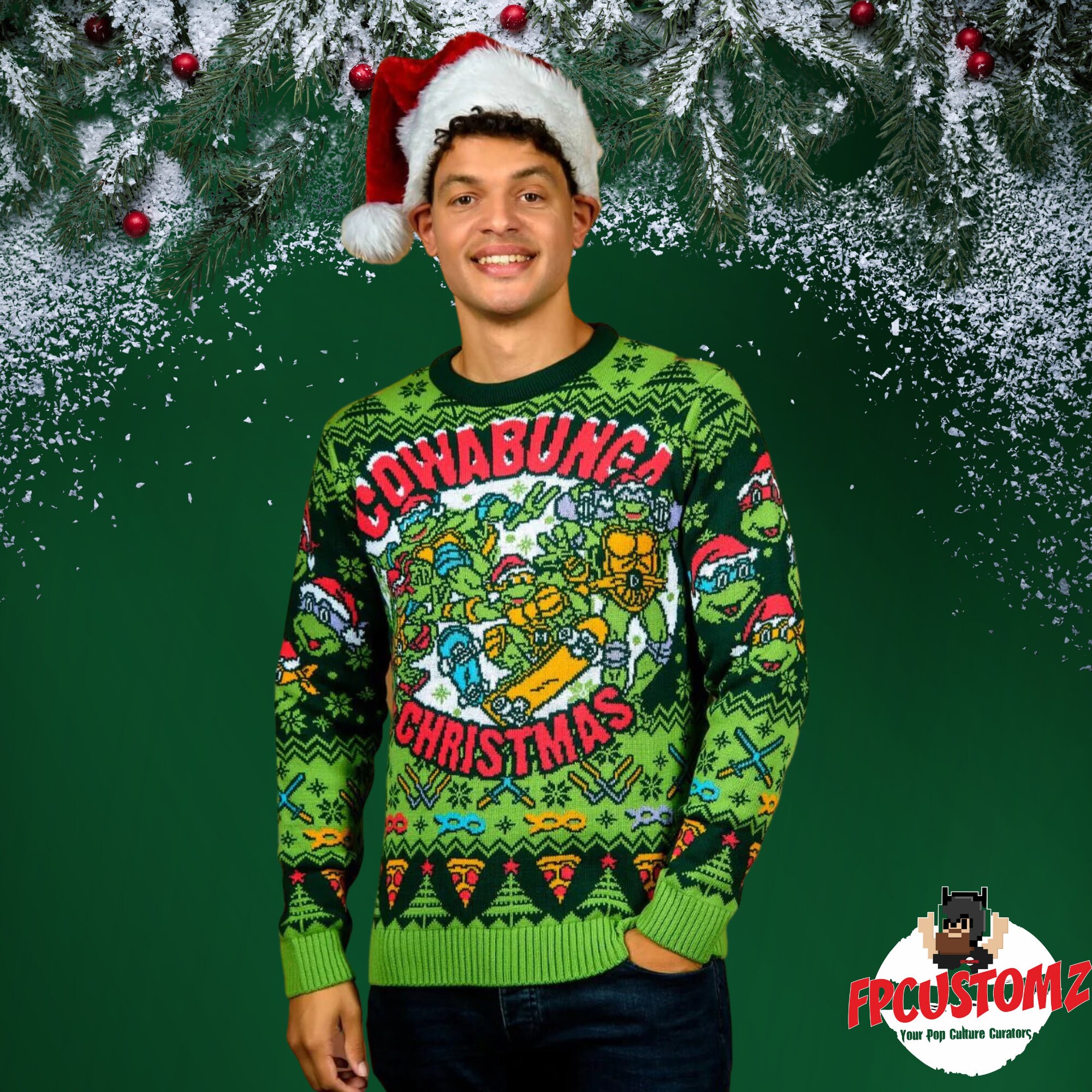 Teenage Mutant Ninja Turtles Funny Christmas Sweater Navy