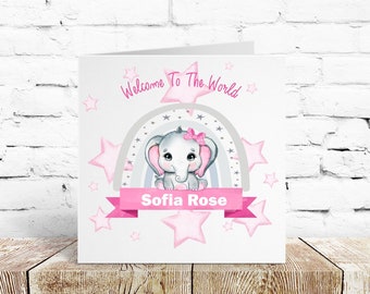 Personalised New Baby Card Birth Baby Girl Welcome to the world