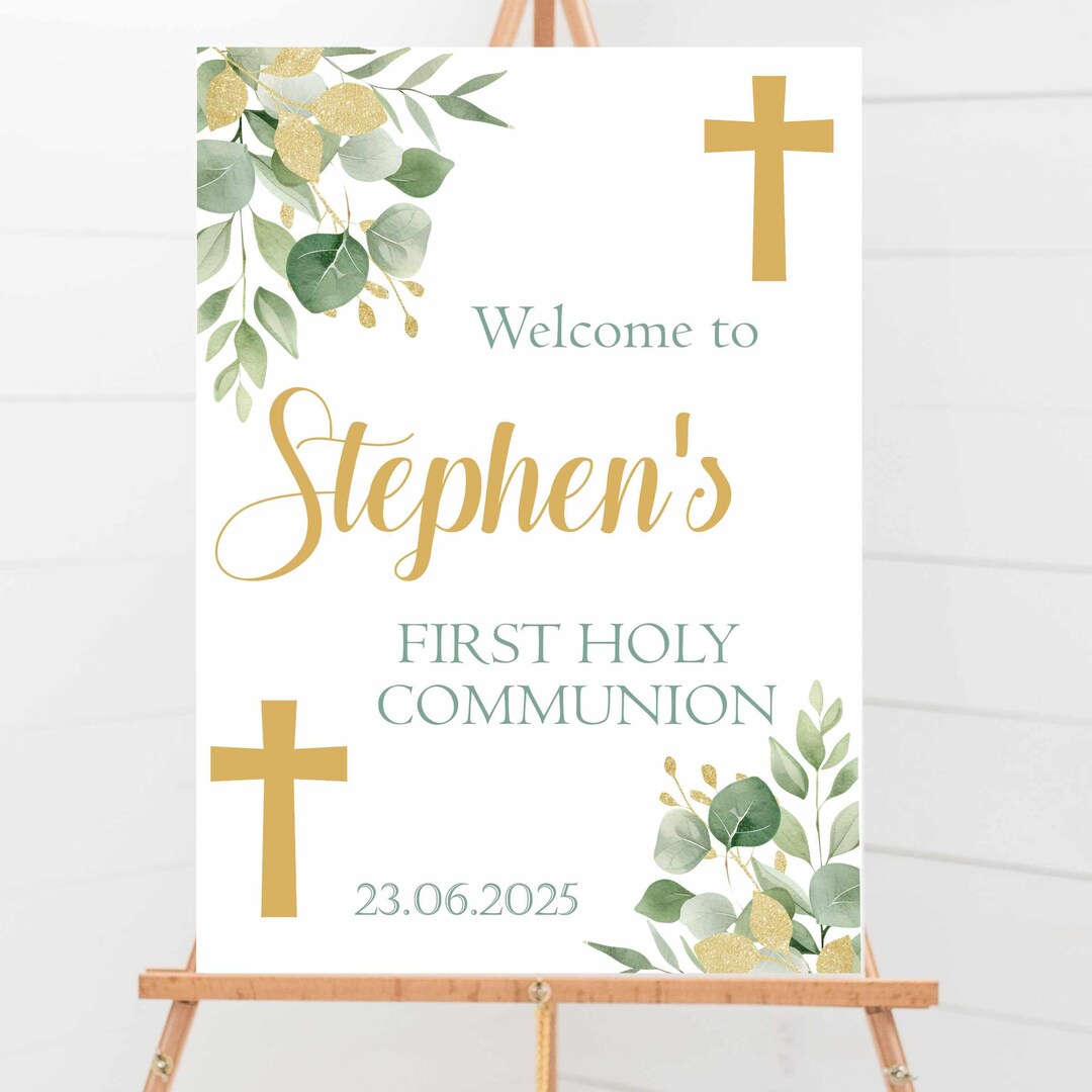 First Communion Welcome Sign Personalised First Holy Communion Welcome Sign, Custom Baptism ...