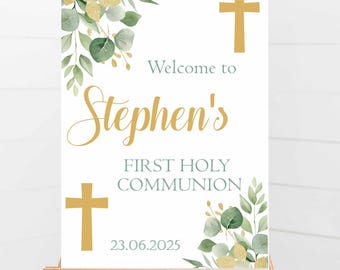 Personalised First Holy Communion Welcome Sign, Custom Baptism & Christening Sign