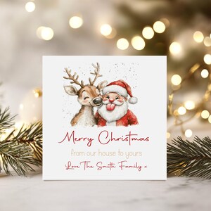 thumbnail image 2 of Pack Of 10 Handmade Personalised Christmas Cards – Family/Business, Cute, Red 2 of 6