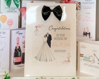 Bolsa de regalo de felicitación para el día de la boda, Bolsas de regalo de lujo, Personalizada con nombres, Recién casados