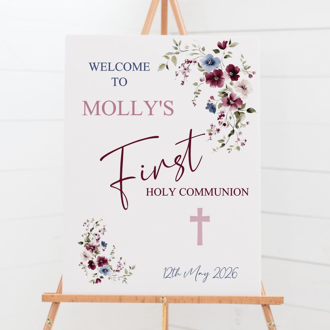 First Communion Welcome Sign First Holy Communion Welcome Sign Personalised Printed, Custom Baptism ...