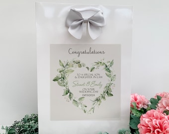 Bolsa de regalo de felicitaciones por el día de la boda, bolsas de regalo de lujo, personalizadas con nombres