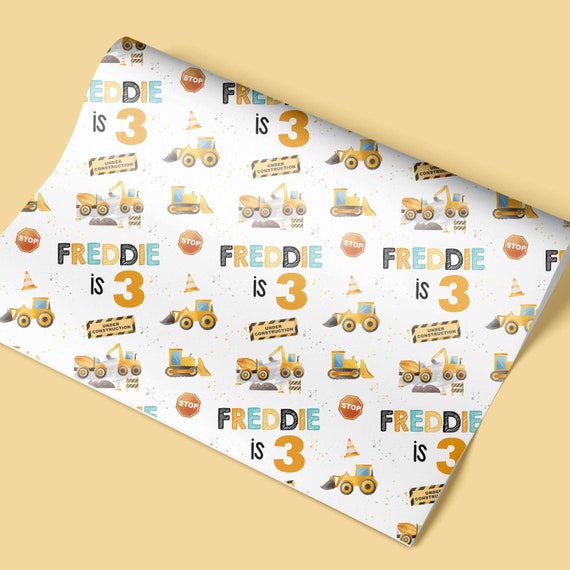 Personalised Gift Wrap / Personalised Birthday Wrapping Paper / Personalised Gift Wrap / Construction | Digger Trucks