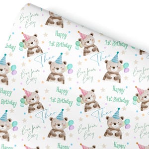 Papel de regalo personalizado / Papel de regalo de cumpleaños personalizado / Papel de regalo personalizado / Construcción / Camiones excavadoras imagen 5