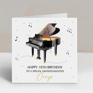 Personalised Birthday Card, Music Lover, Grand Piano,