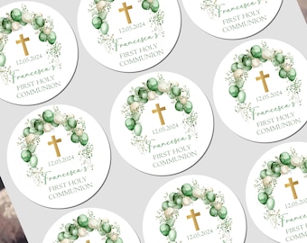 GLOSS Personalised First Holy Communion Stickers, Party Bag Stickers, Sweet Cone Bags