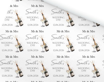 Wedding Wrapping Paper, Wedding Gift Wrap, Personalised wedding gift wrap
