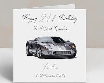 Personalised Birthday Card Sports Car,  Son Nephew Uncle Grandson 16th 18th 21st 30th 40th 50th