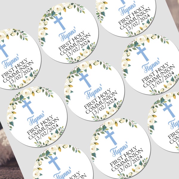 Personalised First Holy Communion Stickers, Party Bag Stickers, Sweet Cone Bags