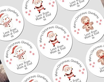 Personalised christmas stickers for gift tags name labels present wrapping