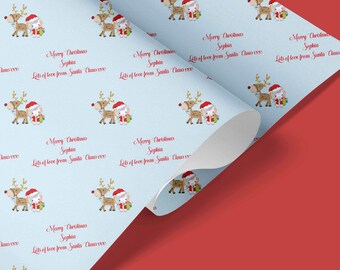 Personalised Christmas Wrap | Fun Christmas Paper | Christmas Wrapping Paper |  Xmas Festive Gift Wrap | Unicorn Reindeer