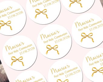 Pegatinas personalizadas GLOSS para Primera Comunión, bolsas de regalo, bolsitas de dulces, recuerdos de fiesta, bautizos