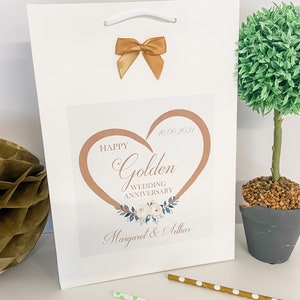 Personalised Gift Present Bag 50th Golden Wedding Anniversary zdjęcie 3