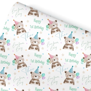 Papel de regalo personalizado / Papel de regalo de cumpleaños personalizado / Papel de regalo personalizado / Construcción / Camiones excavadoras imagen 1