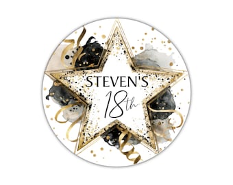 Pegatinas de cumpleaños personalizadas para regalos, bolsas de fiesta, etiquetas de celebración, sellos para tartas, 16, 18 y 21 años, cualquier edad.