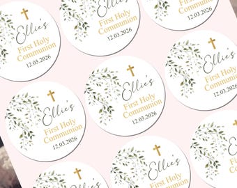 Pegatinas personalizadas de Primera Comunión, etiquetas para recuerdos de fiesta, pegatinas de confirmación y bautizo.