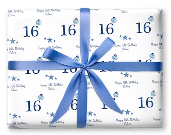 Personalised Birthday Wrapping Paper, Milestone gift wrap 18th 21st 30th Any age