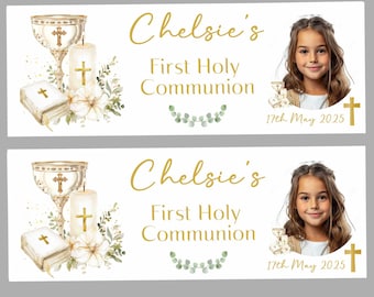 Banners personalizados para fiesta de Primera Comunión, decoración de fiestas, decoración de pared, Primera Comunión o Confirmación, Bautizo