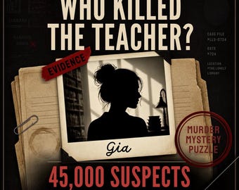 Who Killed the Teacher? Murder Mystery Logic Puzzle, 45,000 suspects, Printable Detective Game, iPad Puzzle, Digital Download Mystery Gift